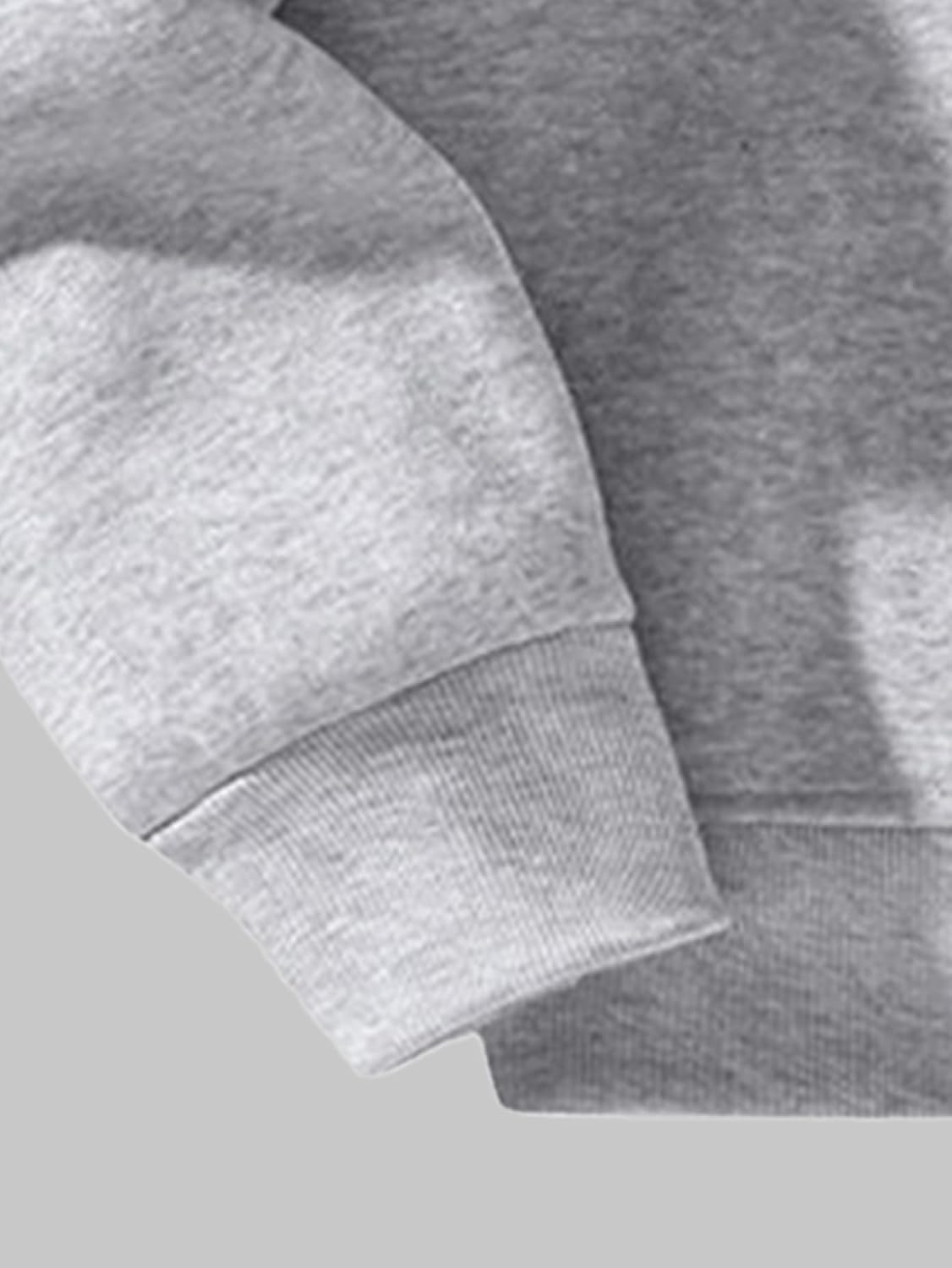 Verdusa Men's Quarter Zip Pullover Hoodies Long Sleeve Drop Shoulder Sweatshirt Casual Pullover