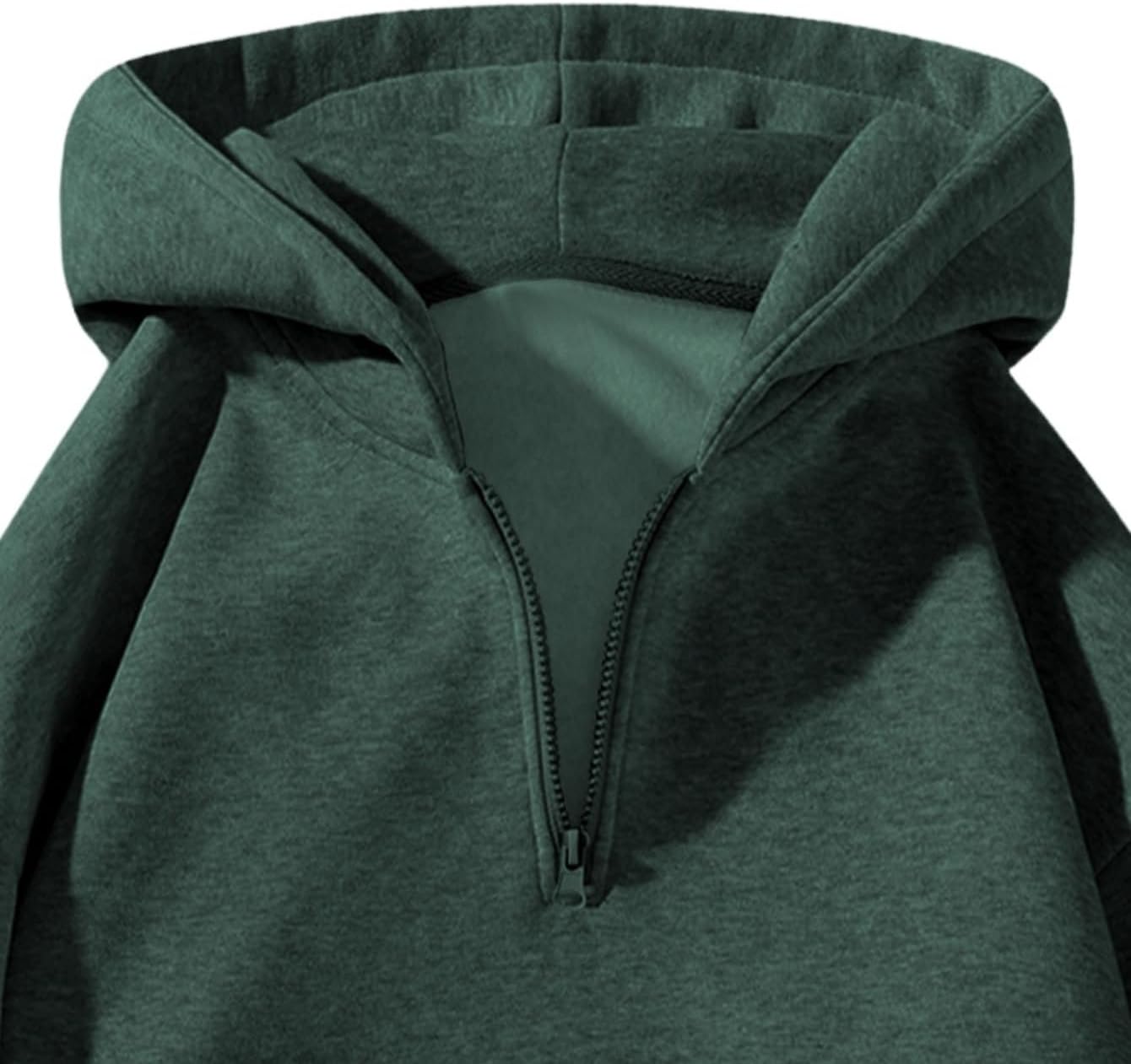 Verdusa Men's Quarter Zip Pullover Hoodies Long Sleeve Drop Shoulder Sweatshirt Casual Pullover