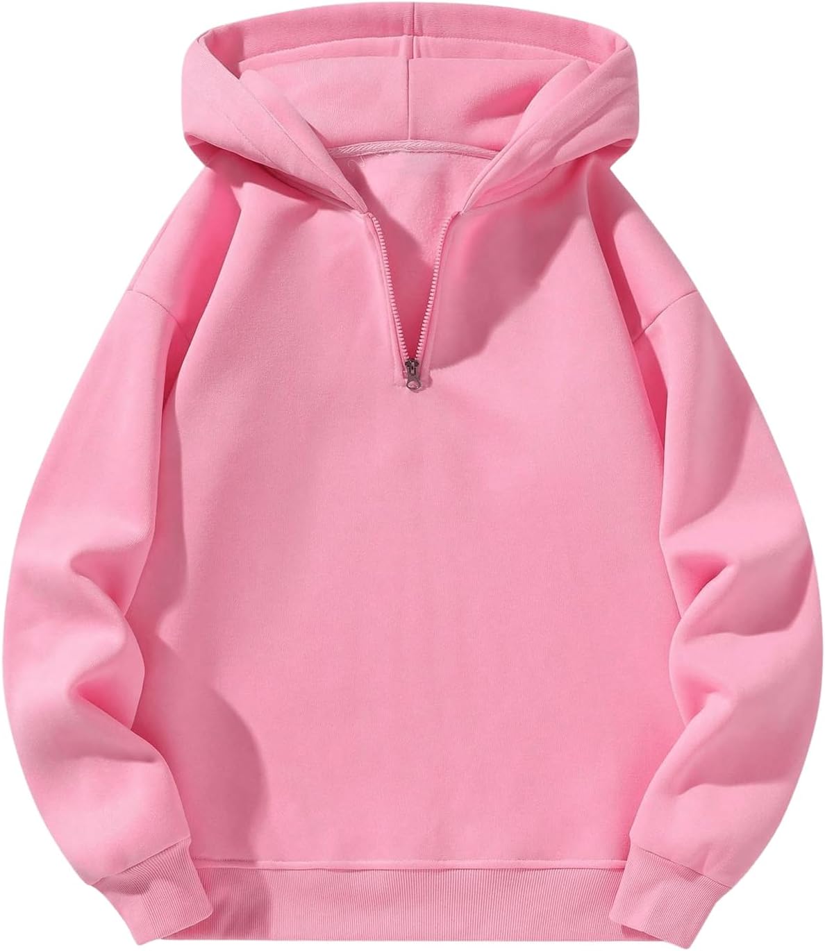Verdusa Men's Quarter Zip Pullover Hoodies Long Sleeve Drop Shoulder Sweatshirt Casual Pullover