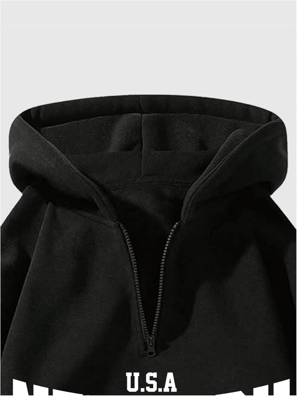 Verdusa Men's Quarter Zip Pullover Hoodies Long Sleeve Drop Shoulder Sweatshirt Casual Pullover