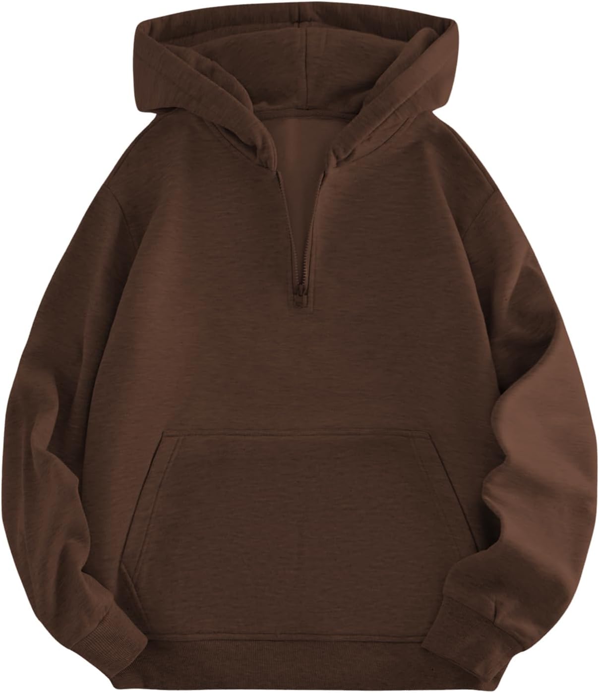 Verdusa Men's Quarter Zip Pullover Hoodies Long Sleeve Drop Shoulder Sweatshirt Casual Pullover
