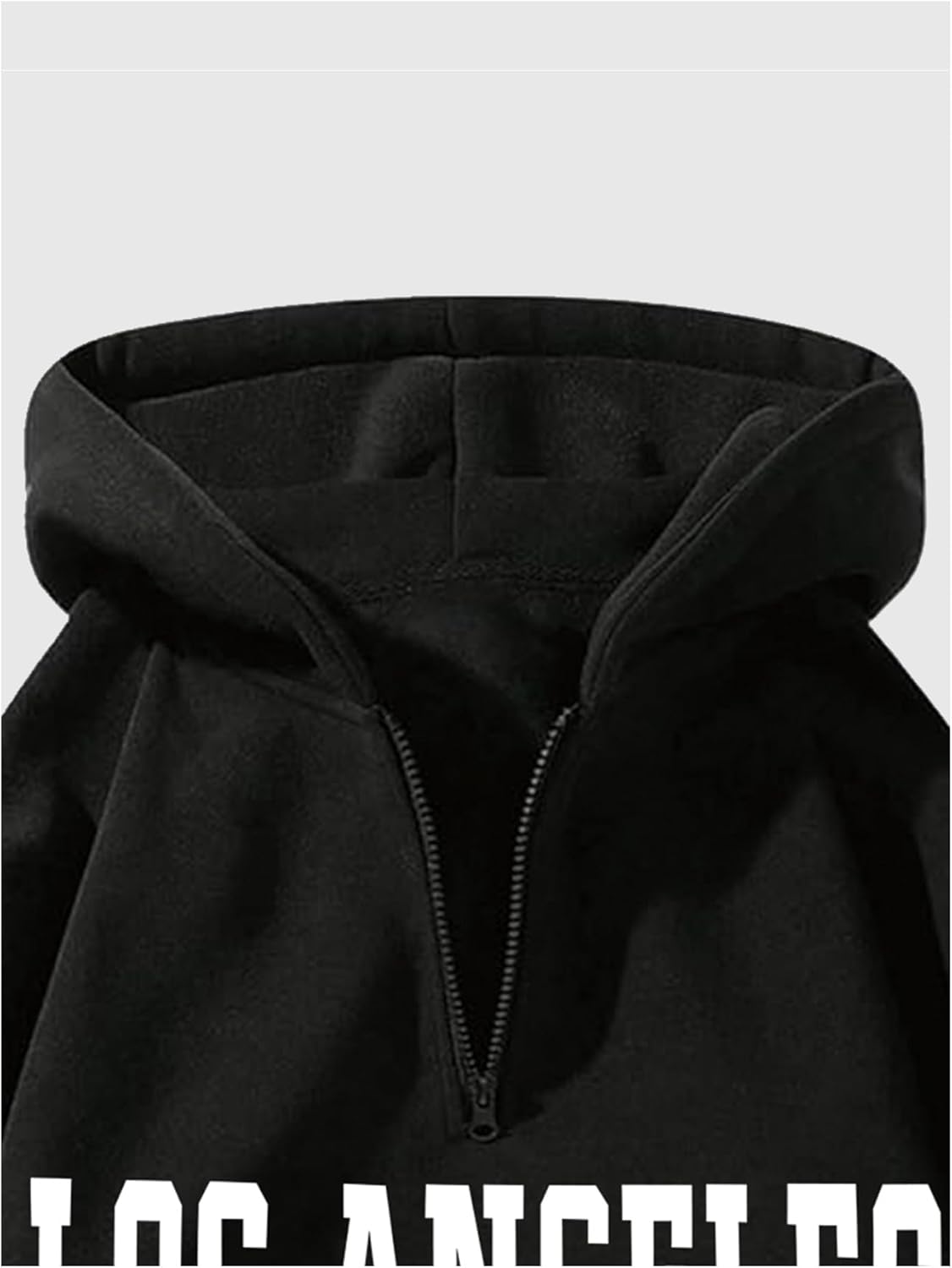 Verdusa Men's Quarter Zip Pullover Hoodies Long Sleeve Drop Shoulder Sweatshirt Casual Pullover