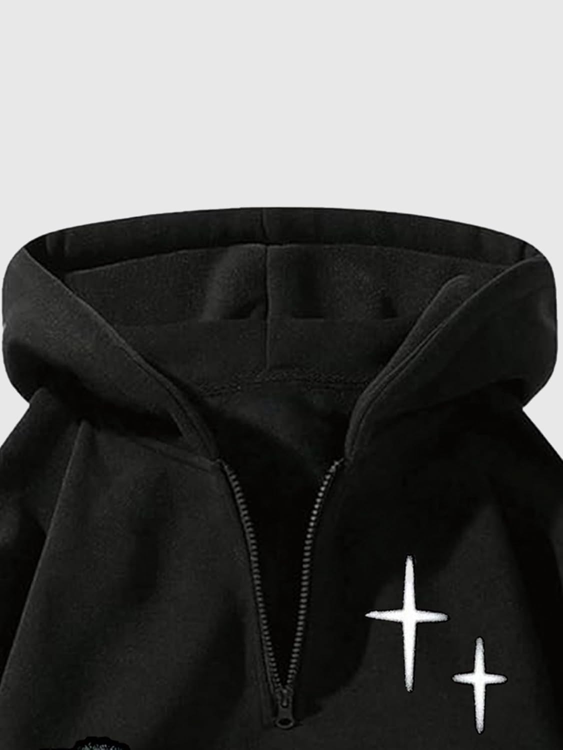 Verdusa Men's Quarter Zip Pullover Hoodies Long Sleeve Drop Shoulder Sweatshirt Casual Pullover