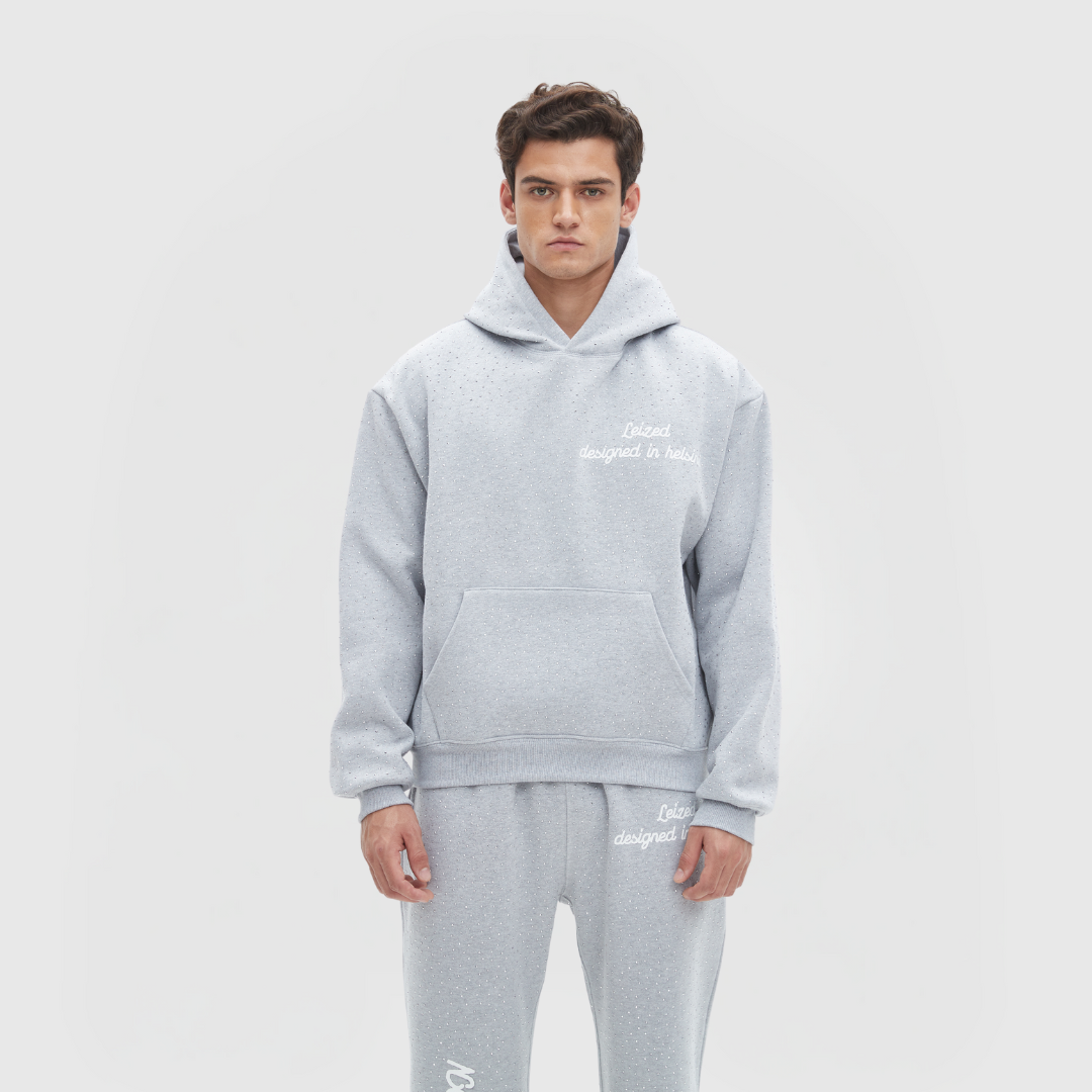 TIMELESS RHINESTONE HOODIE - GREY
