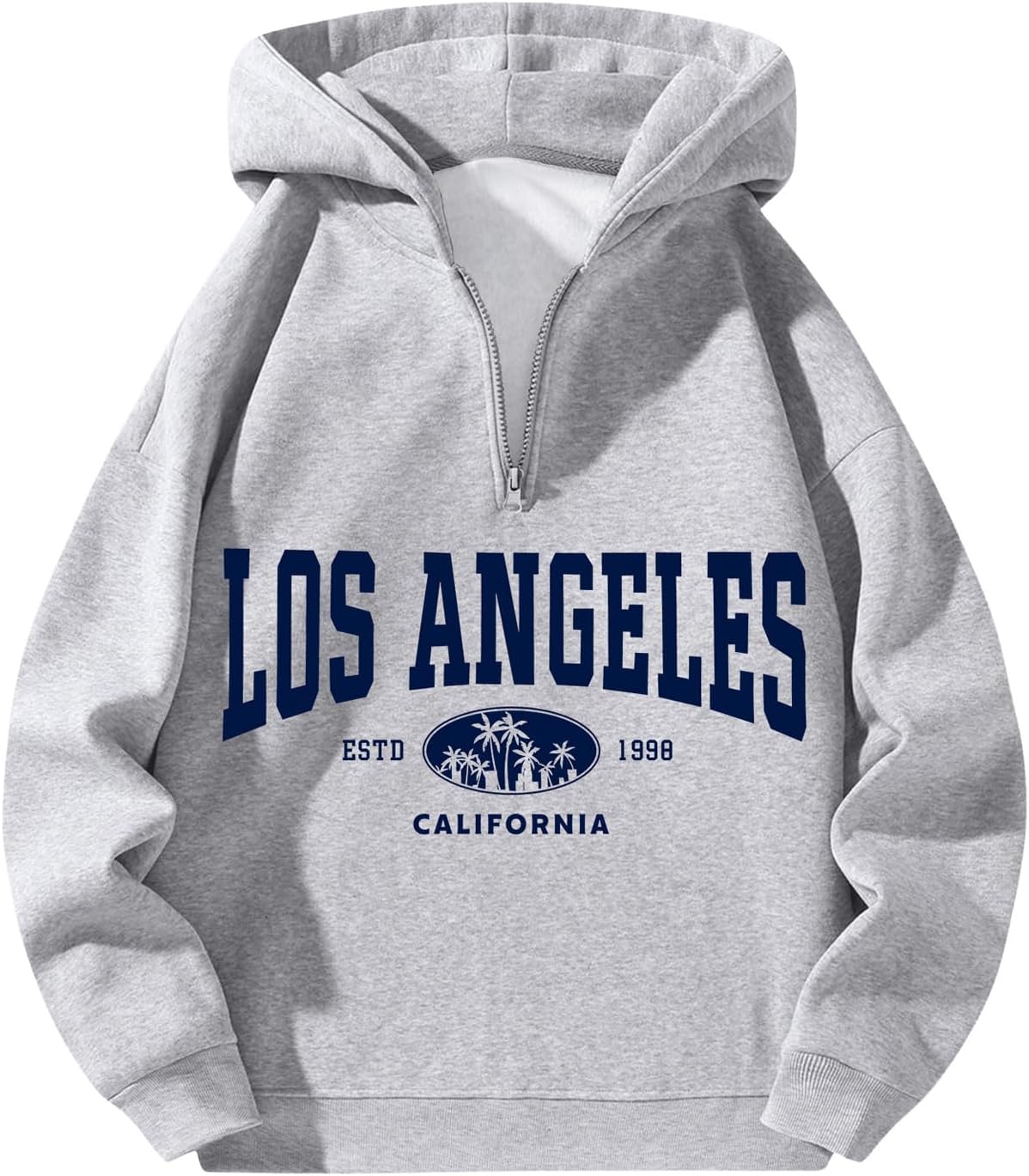Verdusa Men's Quarter Zip Pullover Hoodies Long Sleeve Drop Shoulder Sweatshirt Casual Pullover