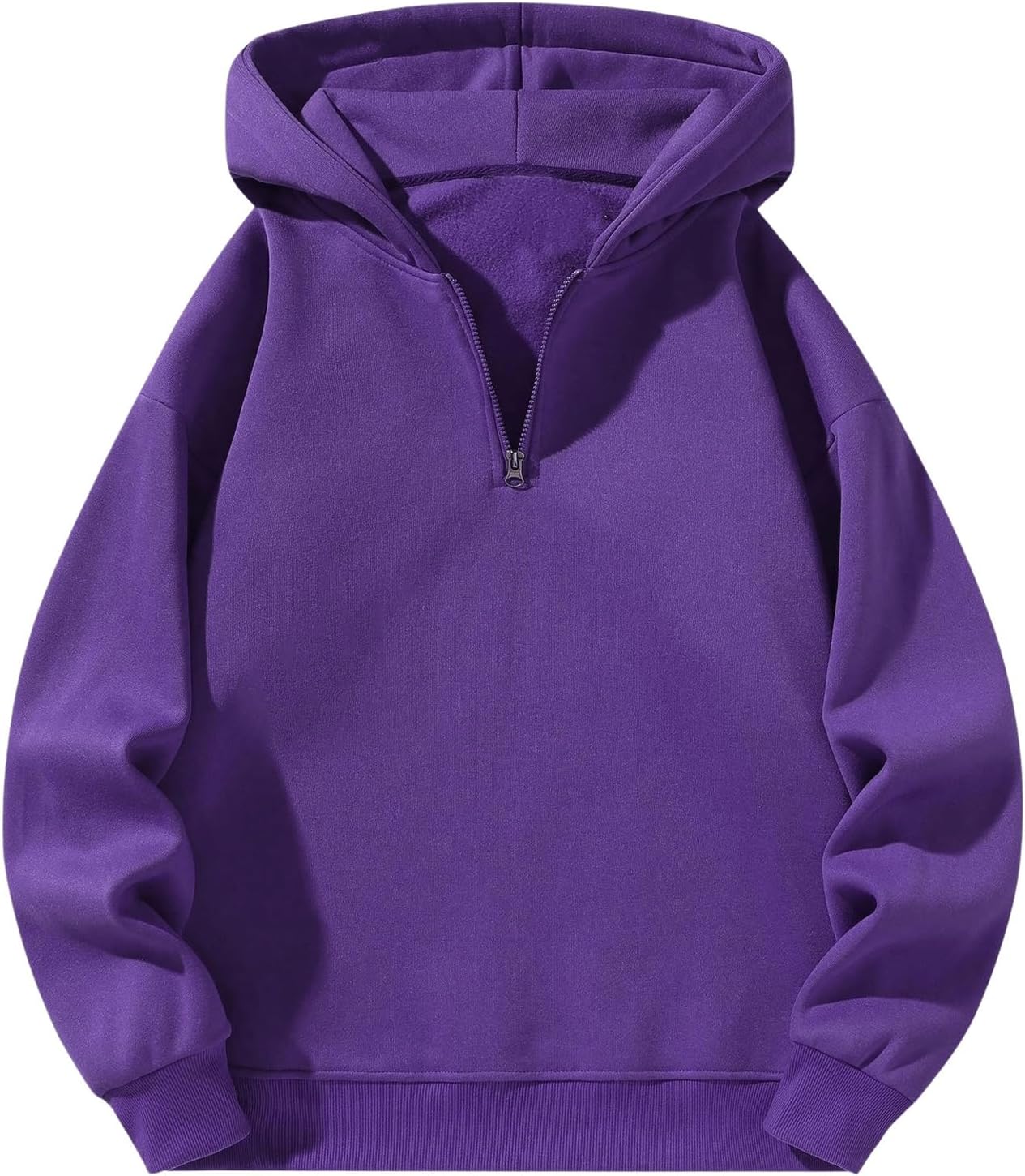 Verdusa Men's Quarter Zip Pullover Hoodies Long Sleeve Drop Shoulder Sweatshirt Casual Pullover
