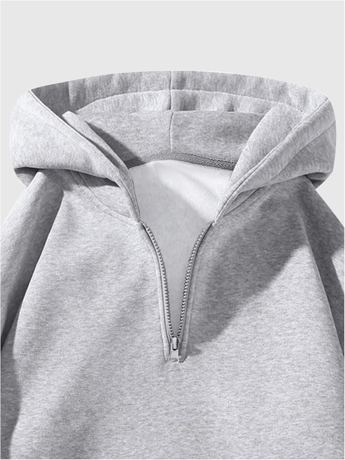 Verdusa Men's Quarter Zip Pullover Hoodies Long Sleeve Drop Shoulder Sweatshirt Casual Pullover