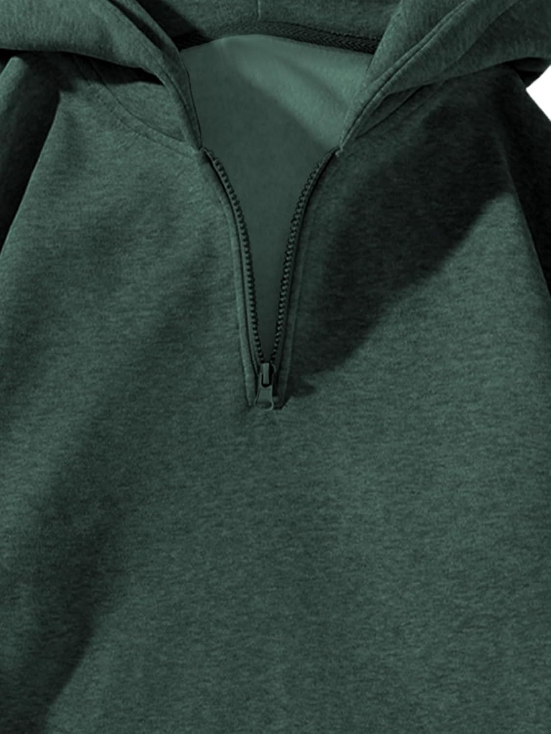 Verdusa Men's Quarter Zip Pullover Hoodies Long Sleeve Drop Shoulder Sweatshirt Casual Pullover