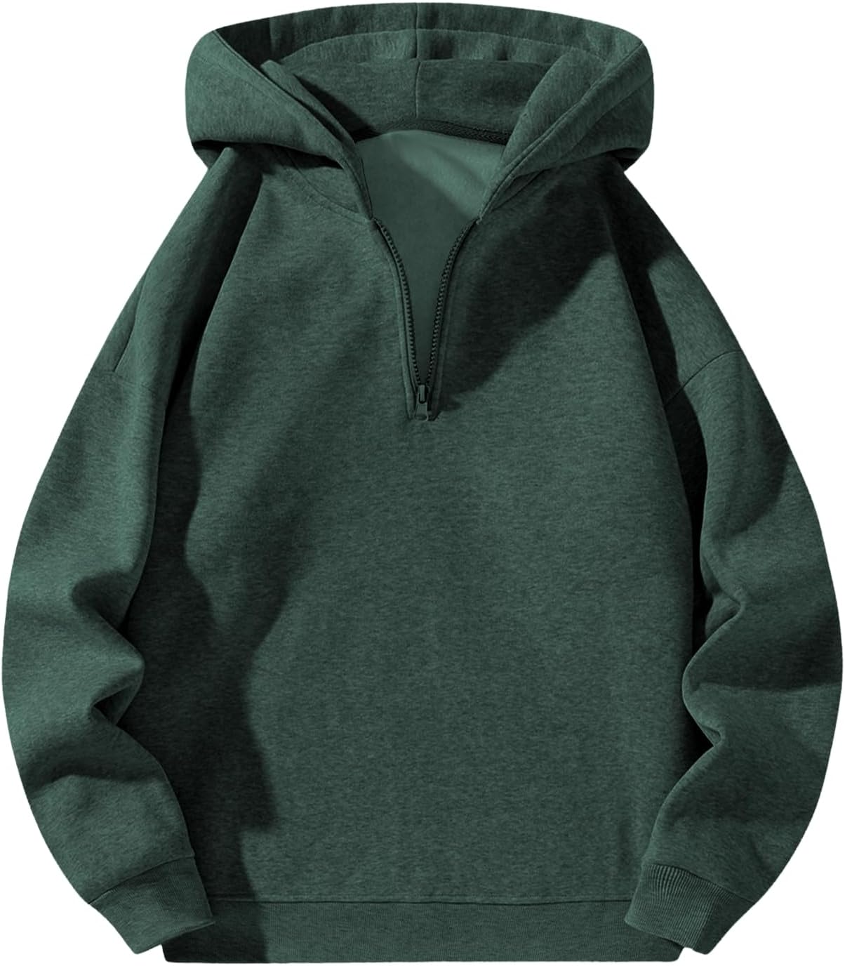 Verdusa Men's Quarter Zip Pullover Hoodies Long Sleeve Drop Shoulder Sweatshirt Casual Pullover