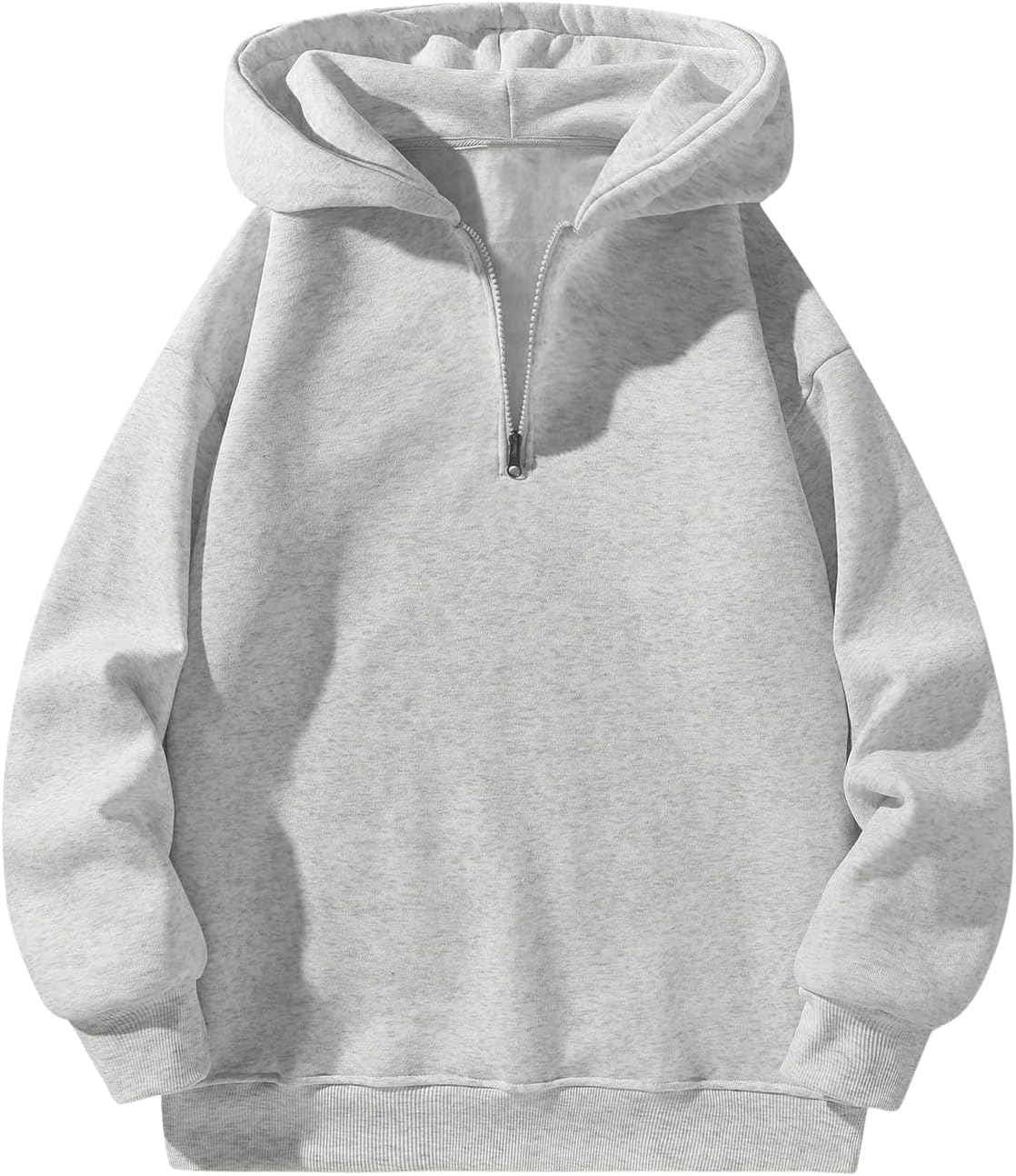 Verdusa Men's Quarter Zip Pullover Hoodies Long Sleeve Drop Shoulder Sweatshirt Casual Pullover