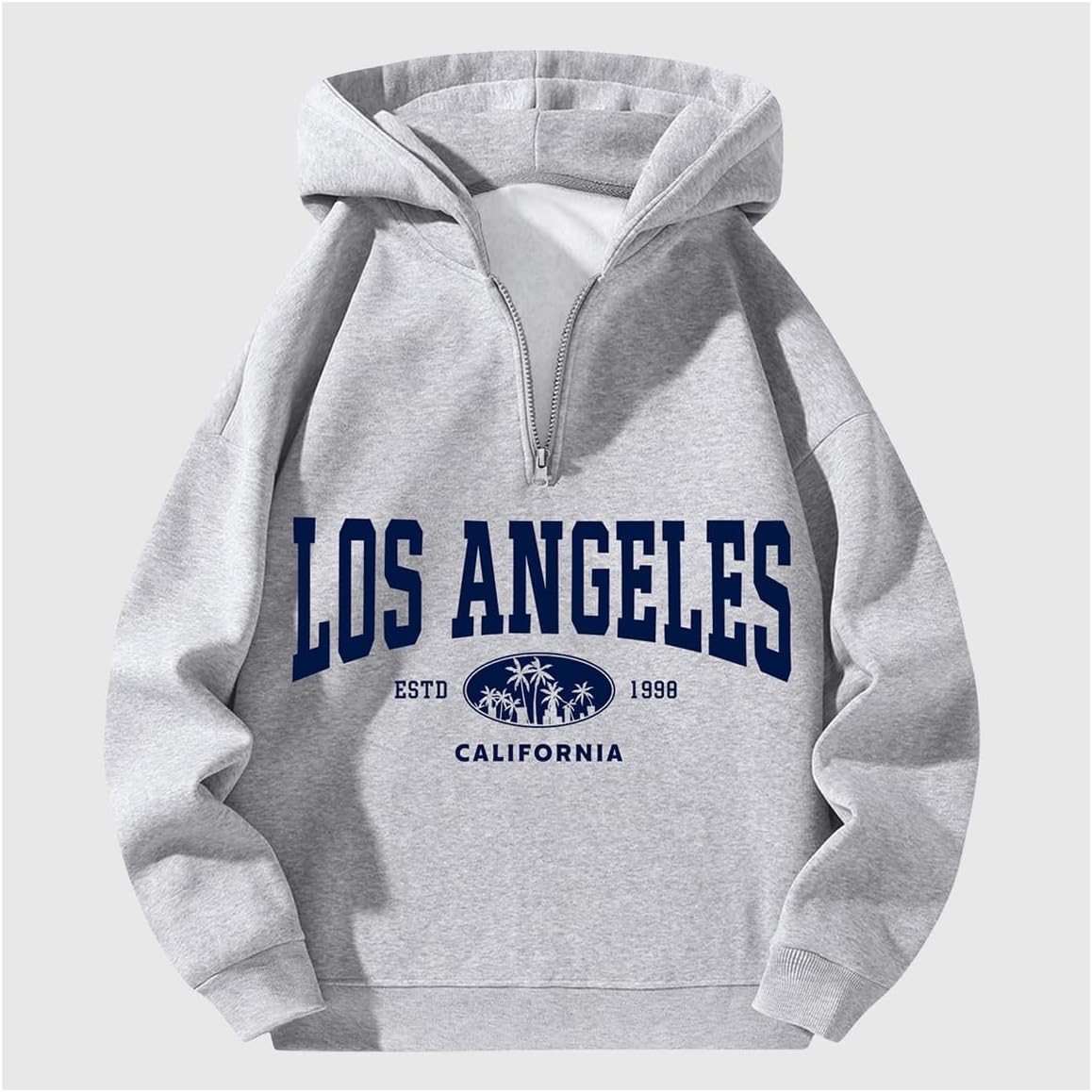 Verdusa Men's Quarter Zip Pullover Hoodies Long Sleeve Drop Shoulder Sweatshirt Casual Pullover