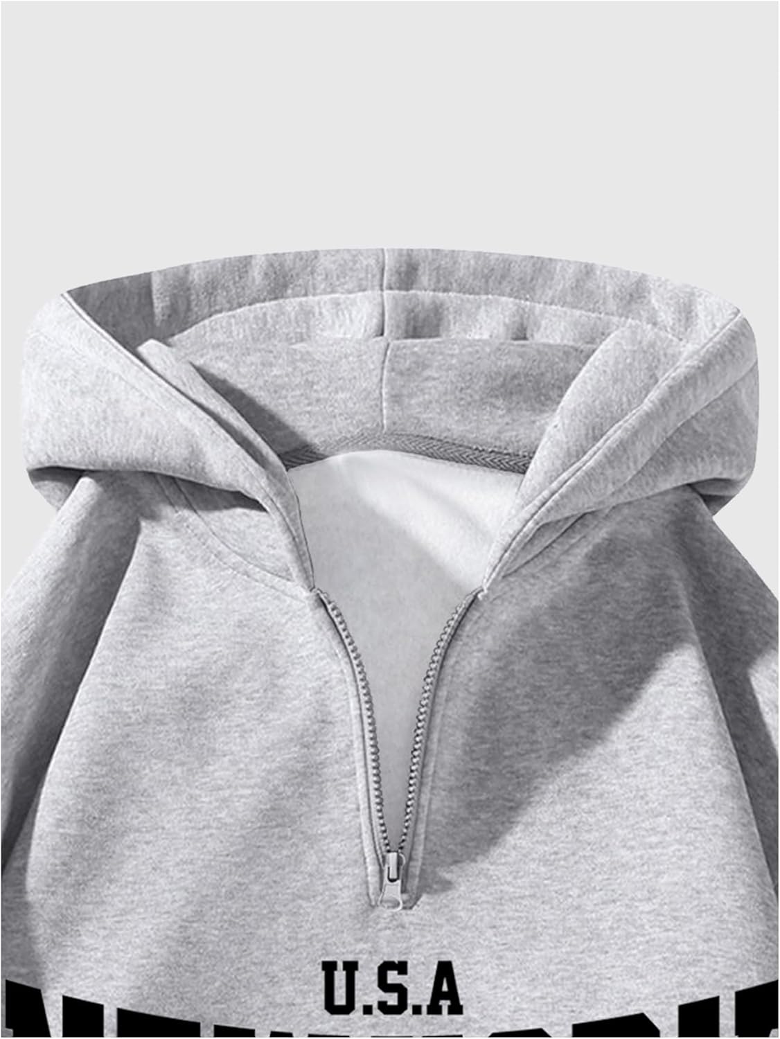 Verdusa Men's Quarter Zip Pullover Hoodies Long Sleeve Drop Shoulder Sweatshirt Casual Pullover