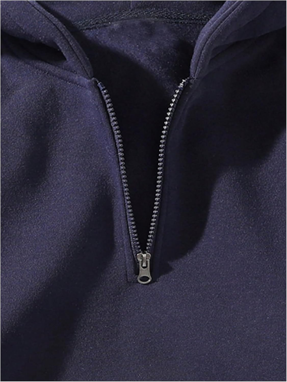 Verdusa Men's Quarter Zip Pullover Hoodies Long Sleeve Drop Shoulder Sweatshirt Casual Pullover