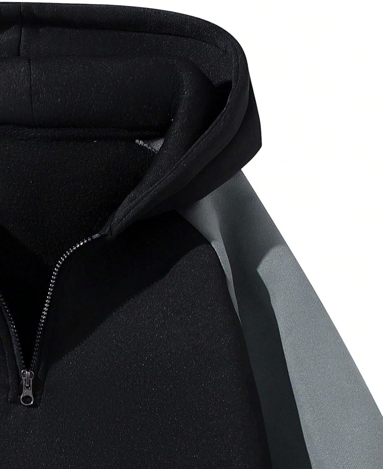 Verdusa Men's Quarter Zip Pullover Hoodies Long Sleeve Drop Shoulder Sweatshirt Casual Pullover