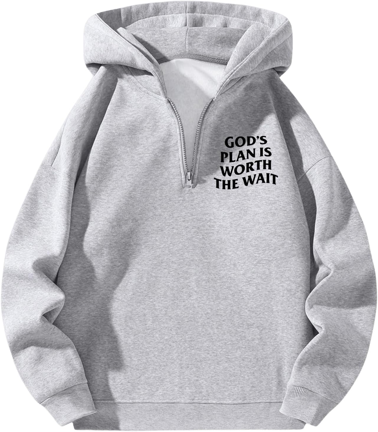 Verdusa Men's Quarter Zip Pullover Hoodies Long Sleeve Drop Shoulder Sweatshirt Casual Pullover