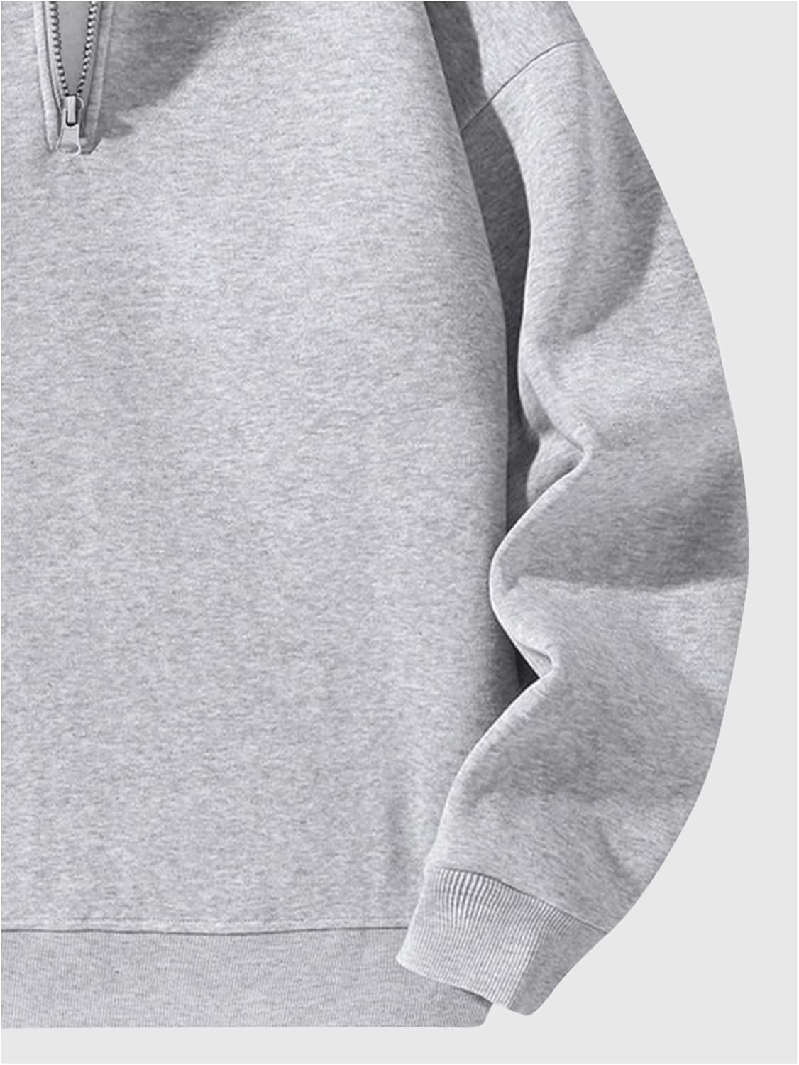 Verdusa Men's Quarter Zip Pullover Hoodies Long Sleeve Drop Shoulder Sweatshirt Casual Pullover