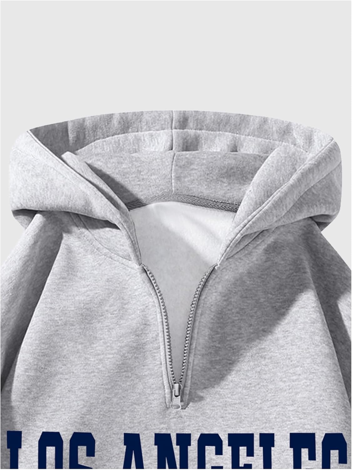 Verdusa Men's Quarter Zip Pullover Hoodies Long Sleeve Drop Shoulder Sweatshirt Casual Pullover