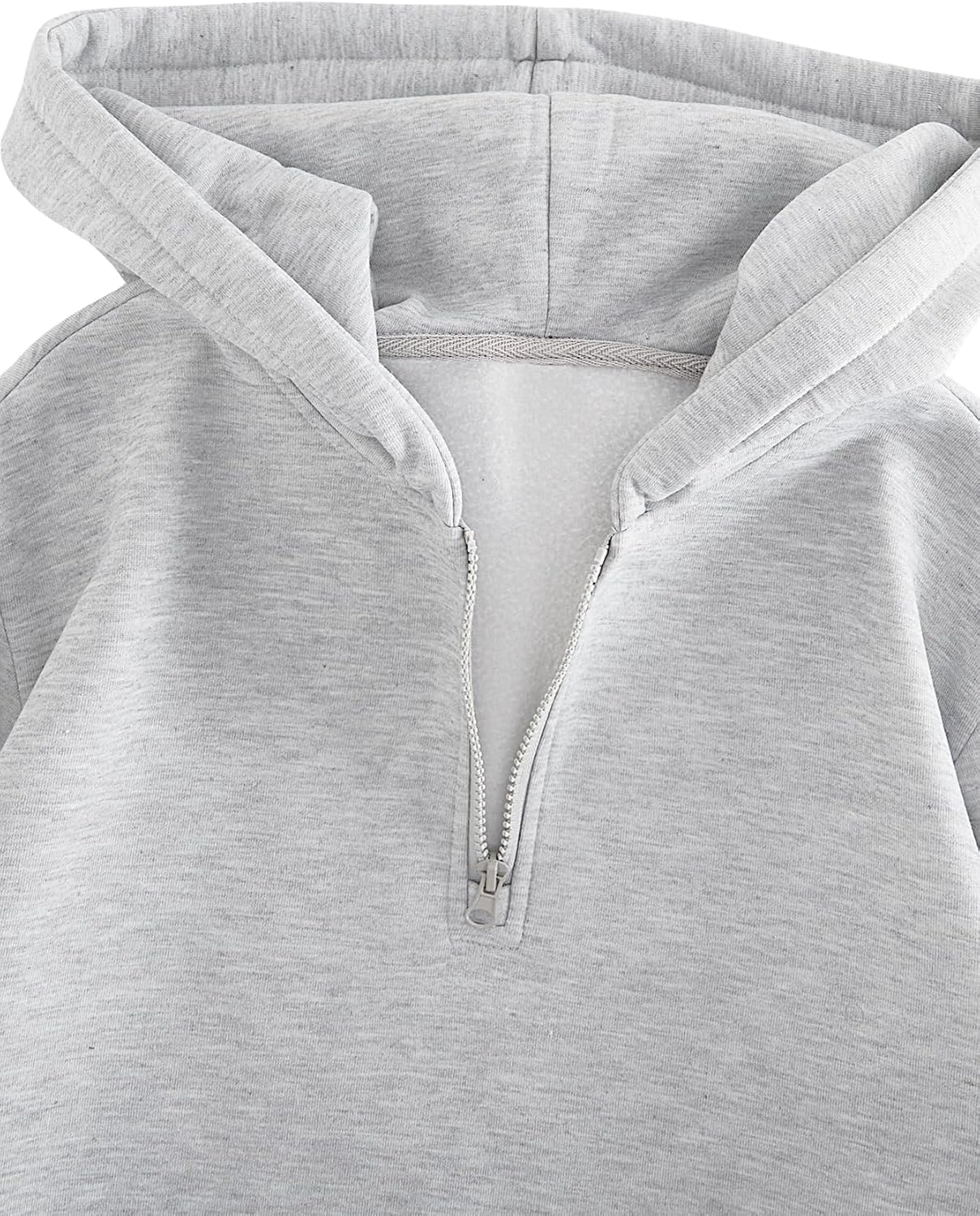 Verdusa Men's Quarter Zip Pullover Hoodies Long Sleeve Drop Shoulder Sweatshirt Casual Pullover