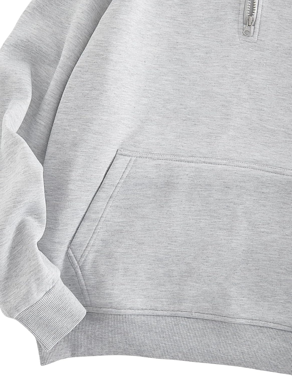 Verdusa Men's Quarter Zip Pullover Hoodies Long Sleeve Drop Shoulder Sweatshirt Casual Pullover