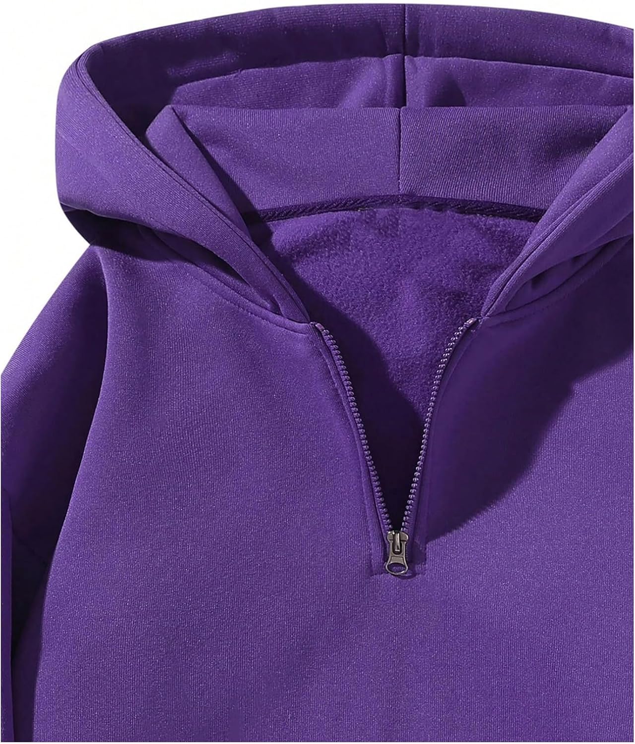 Verdusa Men's Quarter Zip Pullover Hoodies Long Sleeve Drop Shoulder Sweatshirt Casual Pullover