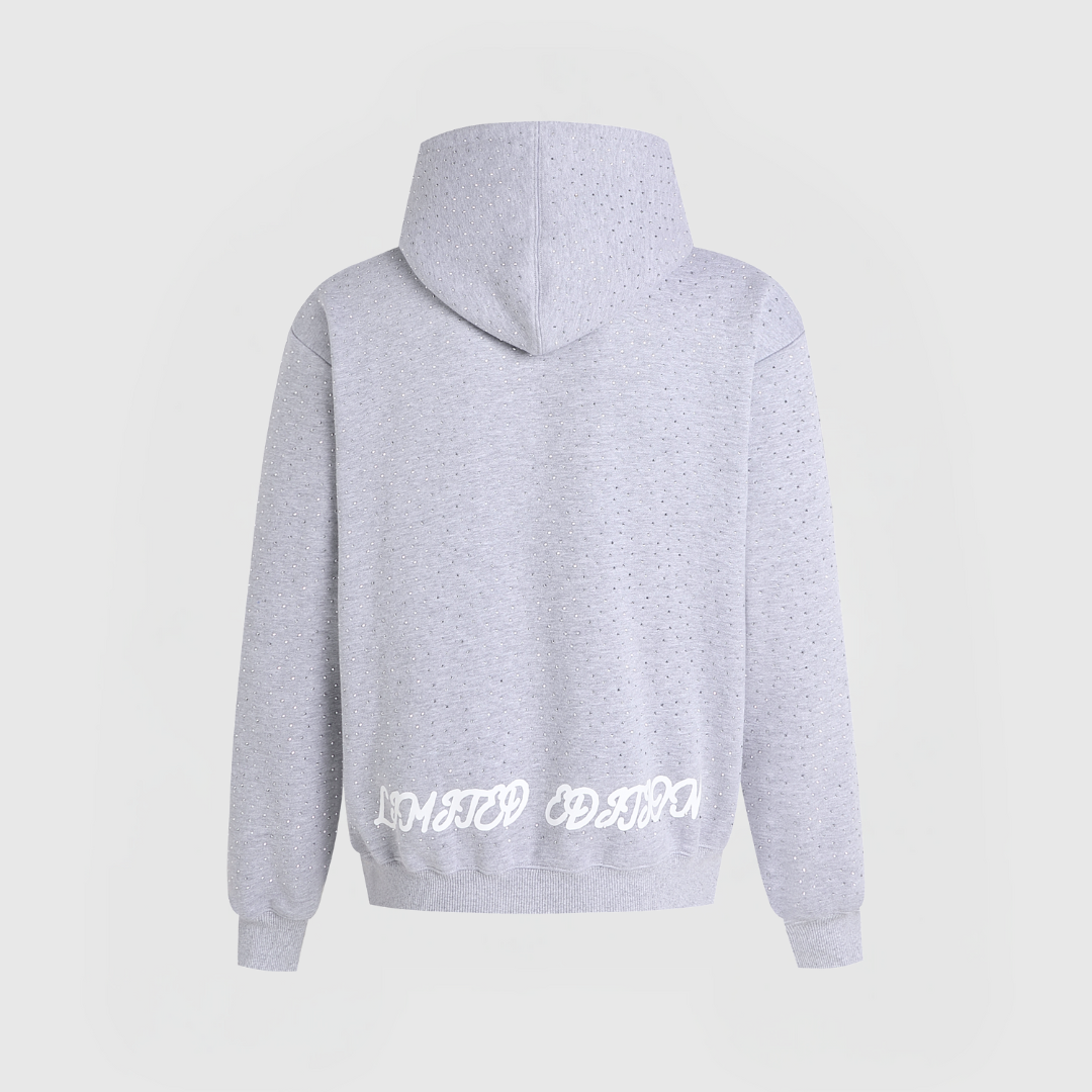 TIMELESS RHINESTONE HOODIE - GREY