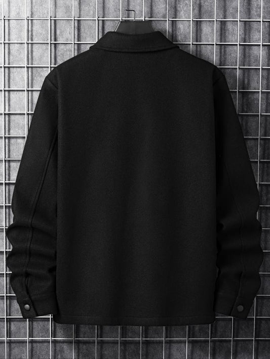 Men's Button Front Pocket Jacket Coats, Casual Collared Long Sleeve Outerwear for Fall & Winter